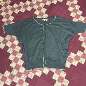 Loft Grey Button Up Short Sleeve Cardigan Medium